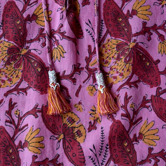 Calypso St. Barth Pink and Red Flutter Sleeve Sundress - Picture 3 of 8